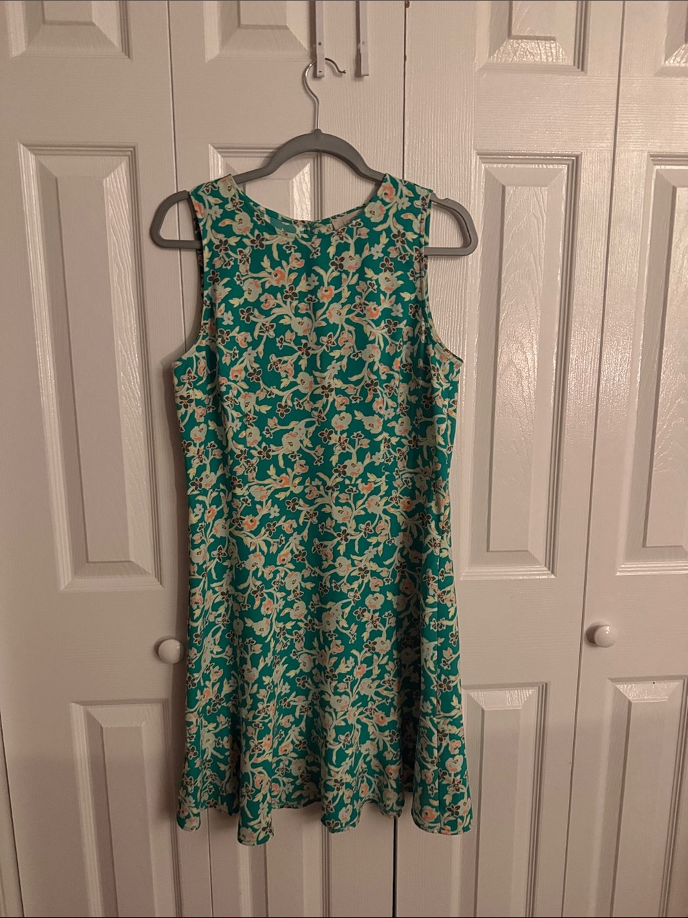 LOFT Teal Floral A-Line Dress